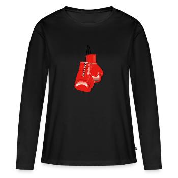 boxhandschuhe - Frauen Premium Bio Langarmshirt - Schwarz - Vorne - Julia (174cm)