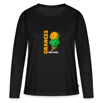 Les oranges sont une orange fraîche - T-shirt manches longues Premium bio Femme - noir - Devant - Julia (174cm)