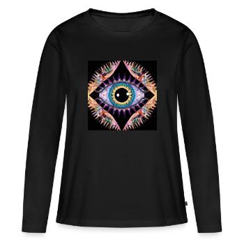 Psychedelic Eye - Frauen Premium Bio Langarmshirt - Schwarz - Vorne - Julia (174cm)