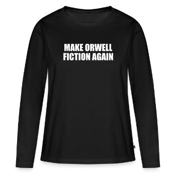 make orwell fiction again - T-shirt manches longues Premium bio Femme - noir - Devant - Julia (174cm)