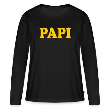 Papi - Frauen Premium Bio Langarmshirt - Schwarz - Vorne - Julia (174cm)