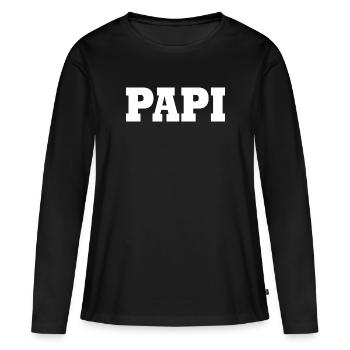 Papi - T-shirt manches longues Premium bio Femme - noir - Devant - Julia (174cm)