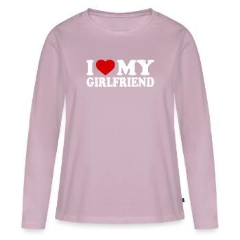 I love my girlfriend - T-shirt manches longues Premium bio Femme - rose poudré - Devant - Julia (174cm)