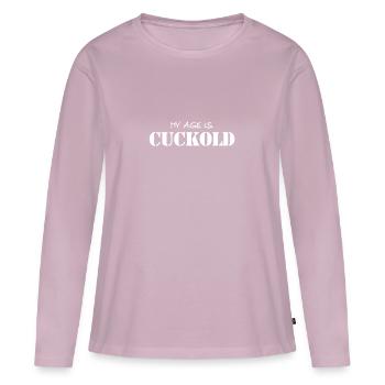 Cocu érotique wifesharing hotwife partenaire échange - T-shirt manches longues Premium bio Femme - rose poudré - Devant - Julia (174cm)