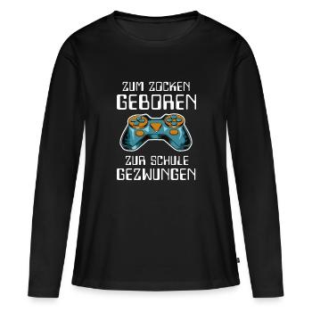 Pour jouer né à l’école forcé élève - T-shirt manches longues Premium bio Femme - noir - Devant - Julia (174cm)