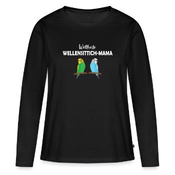 Weltbeste Wellensittich-Mama - Frauen Premium Bio Langarmshirt - Schwarz - Vorne - Julia (174cm)