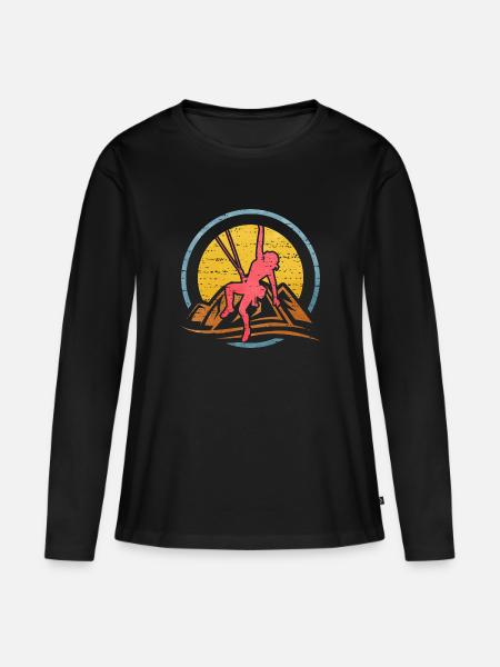 Geschenkidee Kletterin Bergsterigerin Frauenpower - Frauen Premium Bio Langarmshirt - Schwarz