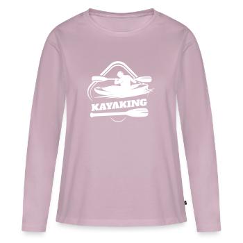 KAYAK AVIRON CANOË RAFTING SPORTS NAUTIQUES DE RIVIÈRE MOTIF - T-shirt manches longues Premium bio Femme - rose poudré - Devant - Julia (174cm)