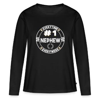Nephew - Neffe Nummer eins - Frauen Premium Bio Langarmshirt - Schwarz - Vorne - Julia (174cm)