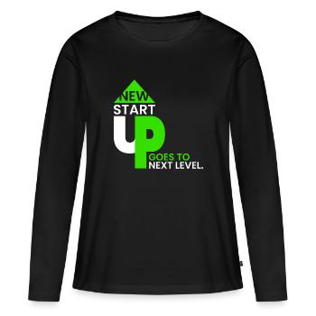 Une nouvelle start-up entre dans le prochain tour. - T-shirt manches longues Premium bio Femme - noir - Devant - Julia (174cm)