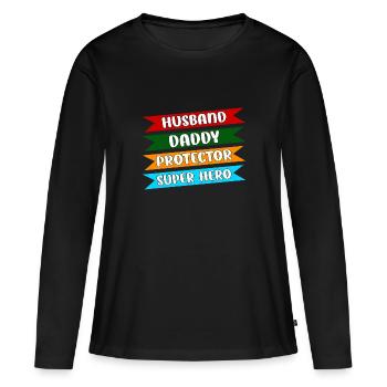 Fête des Pères Papa Papa Papa Papa Papa Papa - T-shirt manches longues Premium bio Femme - noir - Devant - Julia (174cm)