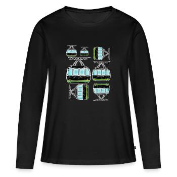 Téléphérique télécabine art de téléphérique - T-shirt manches longues Premium bio Femme - noir - Devant - Julia (174cm)