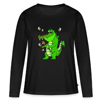 Kroko le crocodile et ses amis les abeilles - T-shirt manches longues Premium bio Femme - noir - Devant - Julia (174cm)