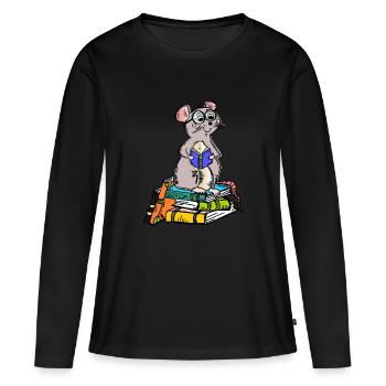 Book Nerd - Leseratte - Frauen Premium Bio Langarmshirt - Schwarz - Vorne - Julia (174cm)