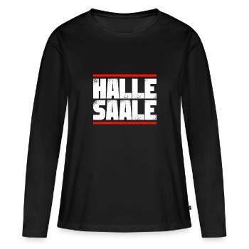 Hall Saale - T-shirt manches longues Premium bio Femme - noir - Devant - Julia (174cm)
