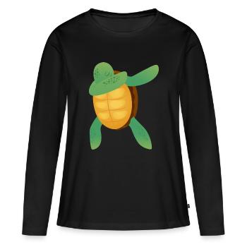 Turtle Dab Dance - T-shirt manches longues Premium bio Femme - noir - Devant - Julia (174cm)