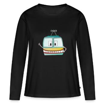 Train de montagne drôle - gondole - téléphérique - T-shirt manches longues Premium bio Femme - noir - Devant - Julia (174cm)