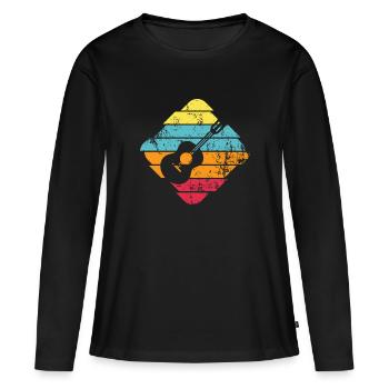 Ukulele - T-shirt manches longues Premium bio Femme - noir - Devant - Julia (174cm)