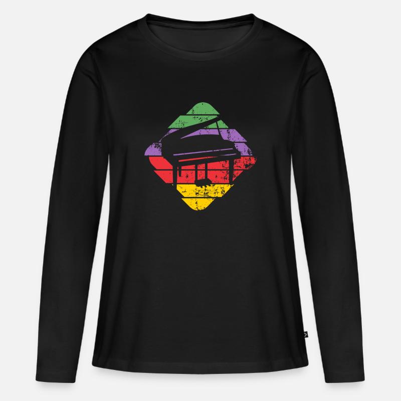 Piano - Frauen Premium Bio Langarmshirt - Schwarz