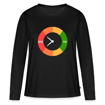 Greed > fear - Women's Premium Organic Long Sleeve Shirt - black - Front - Julia (174cm)