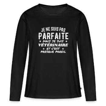 Nicht perfekt, aber vetivistisch - Frauen Premium Bio Langarmshirt - Schwarz - Vorne - Julia (174cm)
