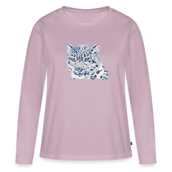 léopard - T-shirt manches longues Premium bio Femme - rose poudré - Devant - Julia (174cm)