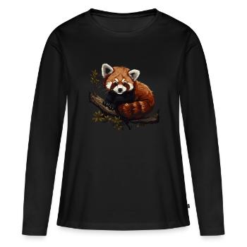 Roter Panda Katzenbär Red Panda Baby - Frauen Premium Bio Langarmshirt - Schwarz - Vorne - Julia (174cm)