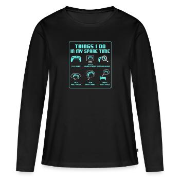 Awesome Gamer - T-shirt manches longues Premium bio Femme - noir - Devant - Julia (174cm)