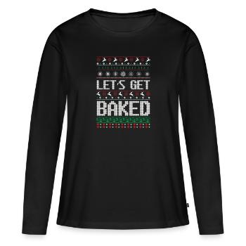LET S GET BAKED - T-shirt manches longues Premium bio Femme - noir - Devant - Julia (174cm)