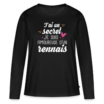 Rennais Rennes Femme Amoureuse Cadeau Amour Humour - T-shirt manches longues Premium bio Femme - noir - Devant - Julia (174cm)