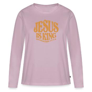 Jesus is King Revelation 17:14 Christian Quote - Women's Premium Organic Long Sleeve Shirt - dusky pink - Front - Julia (174cm)