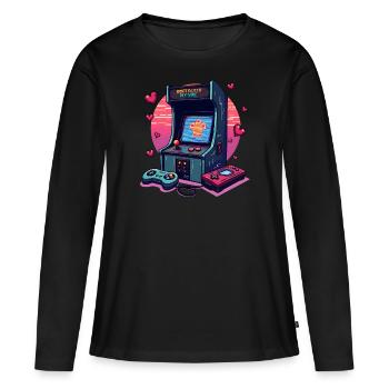 Don’t Glitch my Vibe - Jeux de machines à sous - T-shirt manches longues Premium bio Femme - noir - Devant - Julia (174cm)