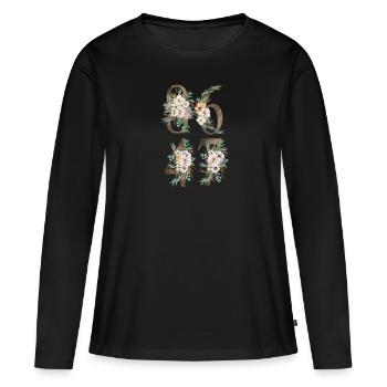 86 47 Anti--Blumen Blumen Anti- 8647 - Frauen Premium Bio Langarmshirt - Schwarz - Vorne - Julia (174cm)