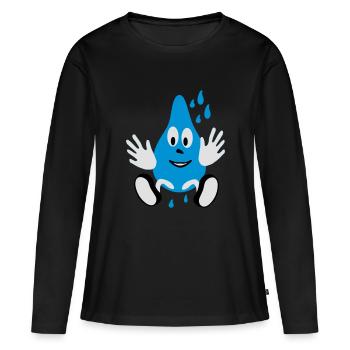 lachender Regentropfen,laughing small drops, - Women's Premium Organic Long Sleeve Shirt - black - Front - Julia (174cm)