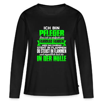 PFLEGER - Hölle - Frauen Premium Bio Langarmshirt - Schwarz - Vorne - Julia (174cm)