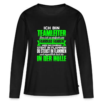TEAMLEITER - Hölle - Frauen Premium Bio Langarmshirt - Schwarz - Vorne - Julia (174cm)