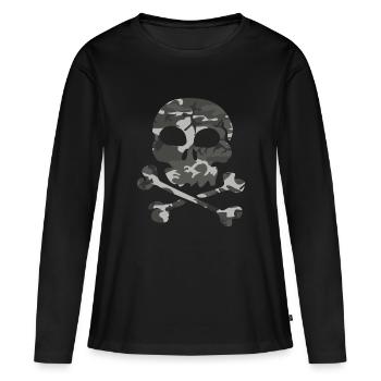 Skull in camouflage pattern - Women's Premium Organic Long Sleeve Shirt - black - Front - Julia (174cm)