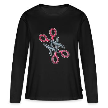 scheren - Frauen Premium Bio Langarmshirt - Schwarz - Vorne - Julia (174cm)