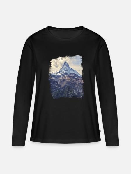 Berge & Diamonds - Frauen Premium Bio Langarmshirt - Schwarz