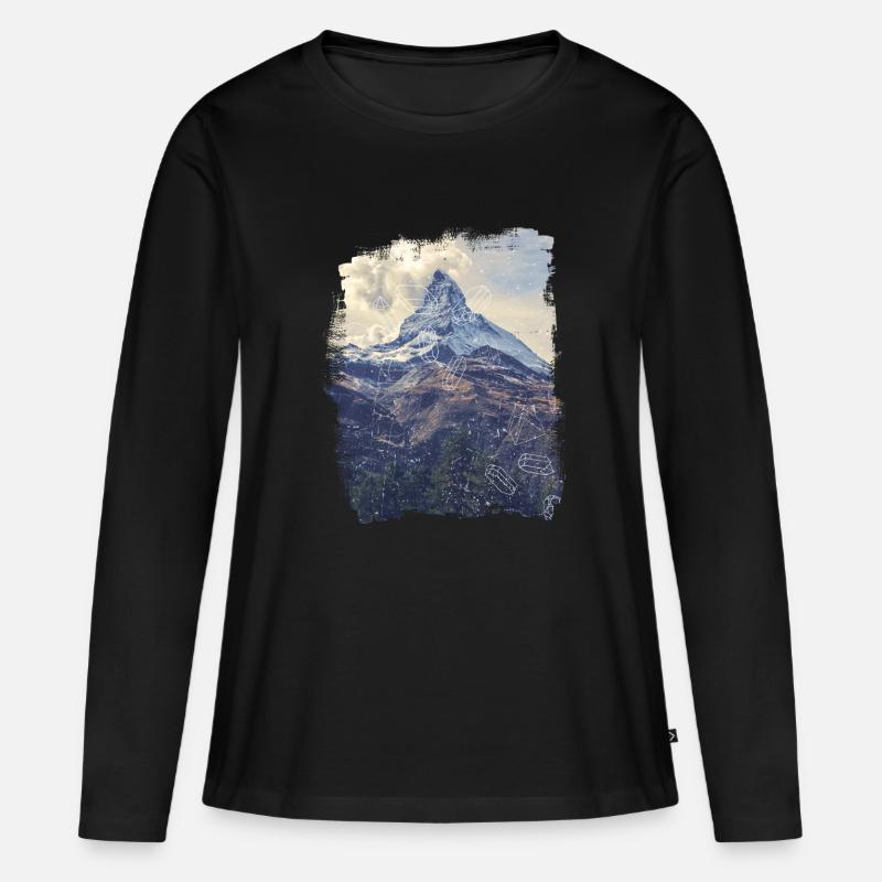 Berge & Diamonds - Frauen Premium Bio Langarmshirt - Schwarz