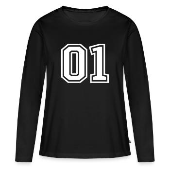 01 eins nummer zahl - Frauen Premium Bio Langarmshirt - Schwarz - Vorne - Julia (174cm)