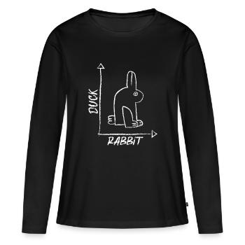 Lapin de l’illusion d’optique - T-shirt manches longues Premium bio Femme - noir - Devant - Julia (174cm)
