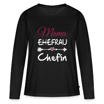 mama ehefrau chefin 01 - Frauen Premium Bio Langarmshirt - Schwarz - Vorne - Julia (174cm)