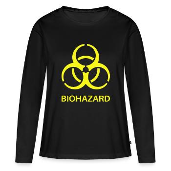 Avertissement de risque biologique, Avertissement de risque biologique - T-shirt manches longues Premium bio Femme - noir - Devant - Julia (174cm)