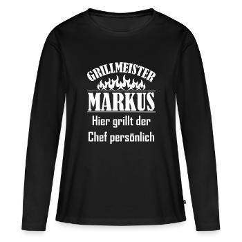 Grillmeister Markus Chef - Frauen Premium Bio Langarmshirt - Schwarz - Vorne - Julia (174cm)
