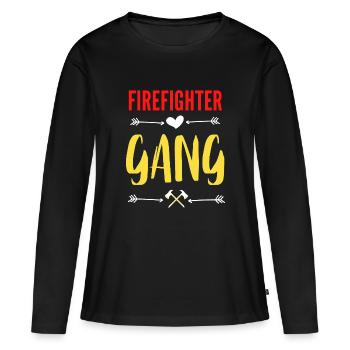 Firefighter Gang - T-shirt manches longues Premium bio Femme - noir - Devant - Julia (174cm)