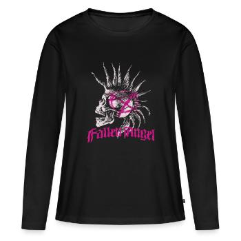 Skull Punk Spikes Inschrift Red Punk Anarchy Ró - Frauen Premium Bio Langarmshirt - Schwarz - Vorne - Julia (174cm)