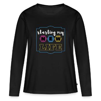commencer ma nouvelle vie - T-shirt manches longues Premium bio Femme - noir - Devant - Julia (174cm)