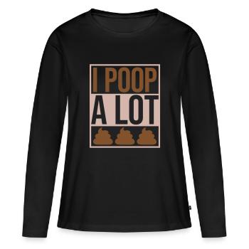 Je fais beaucoup caca - T-shirt manches longues Premium bio Femme - noir - Devant - Julia (174cm)