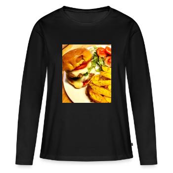 burger - T-shirt manches longues Premium bio Femme - noir - Devant - Julia (174cm)